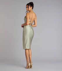 Chic Hourglass Lace-Up Midi Dress