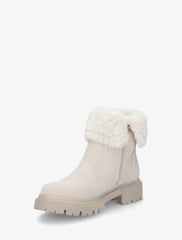 Bottines En Suédine À Revers En Fausse Fourrure - Beige